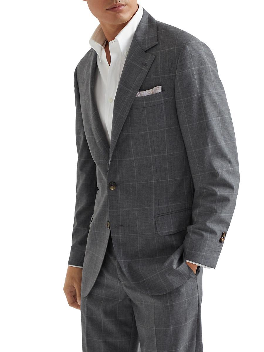 Mens Super 120s Virgin Wool Overcheck Jacket Product Image