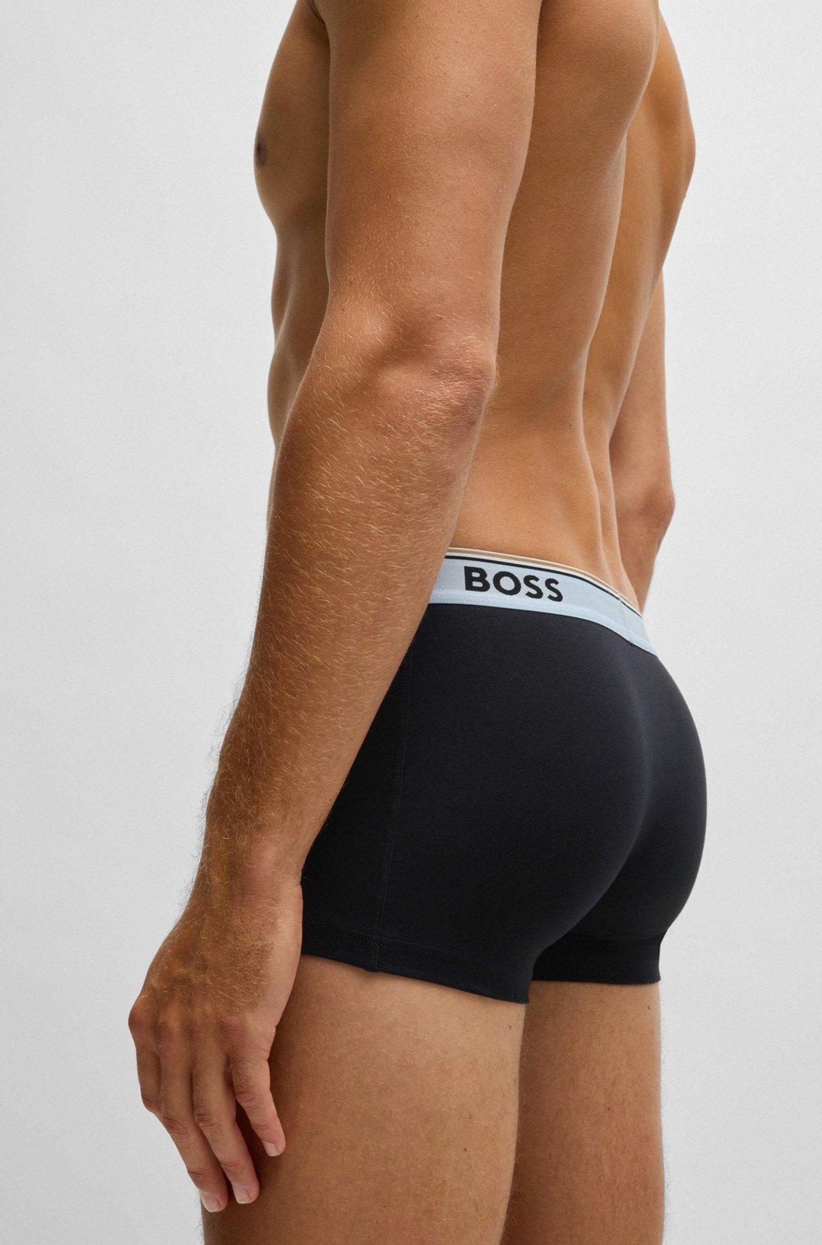 Three-pack of logo-waistband trunks in stretch cotton Product Image