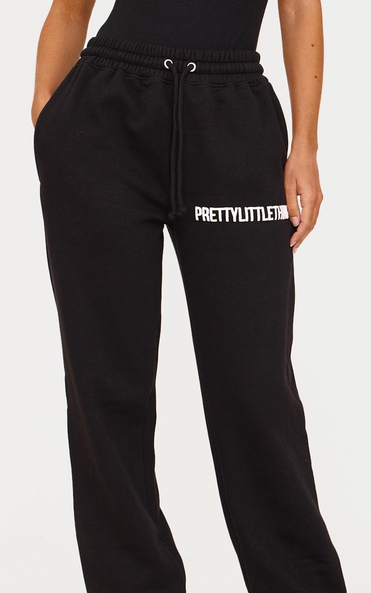 PRETTYLITTLETHING Black Puff Print High Waist Cuffed Sweatpant Product Image