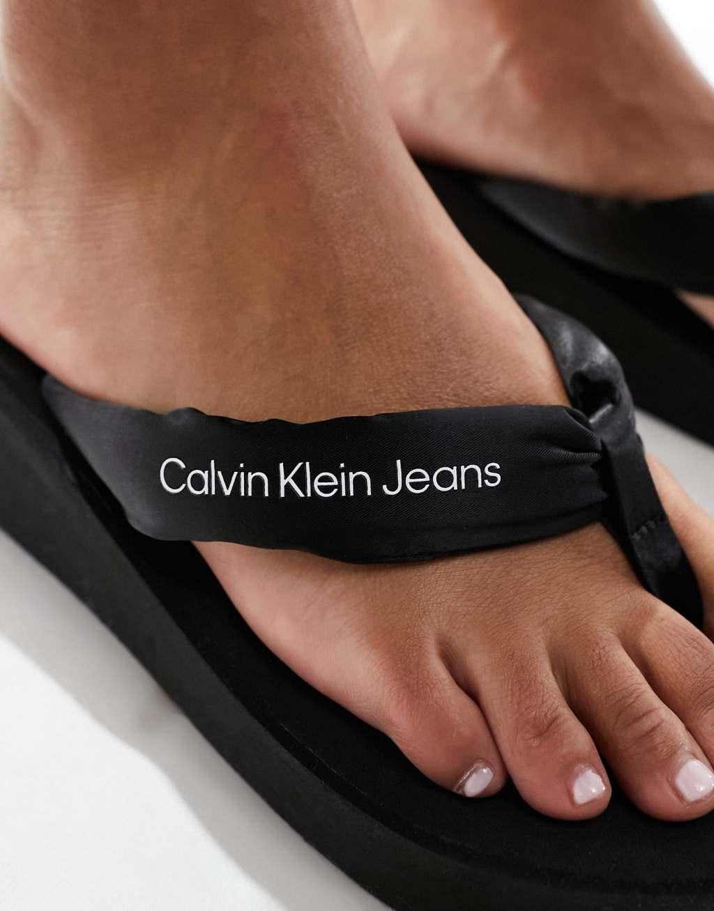 Calvin Klein Jeans padded wedge sandals in multi Product Image