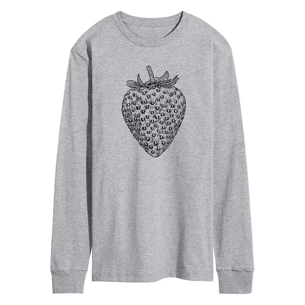 Men's Strawberry Sketch Graphic Tee, Size: Large, Gray Product Image