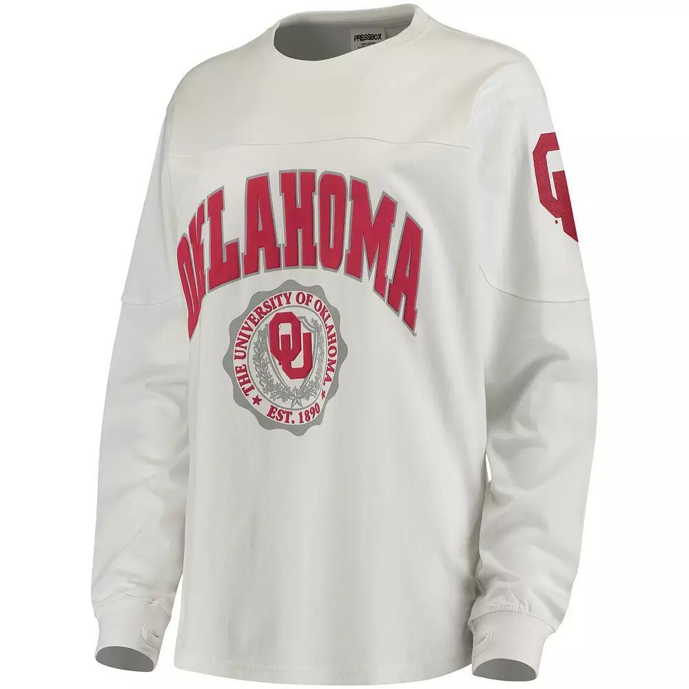 Women's White Oklahoma Sooners Edith Long Sleeve T-Shirt, Size: Small Product Image