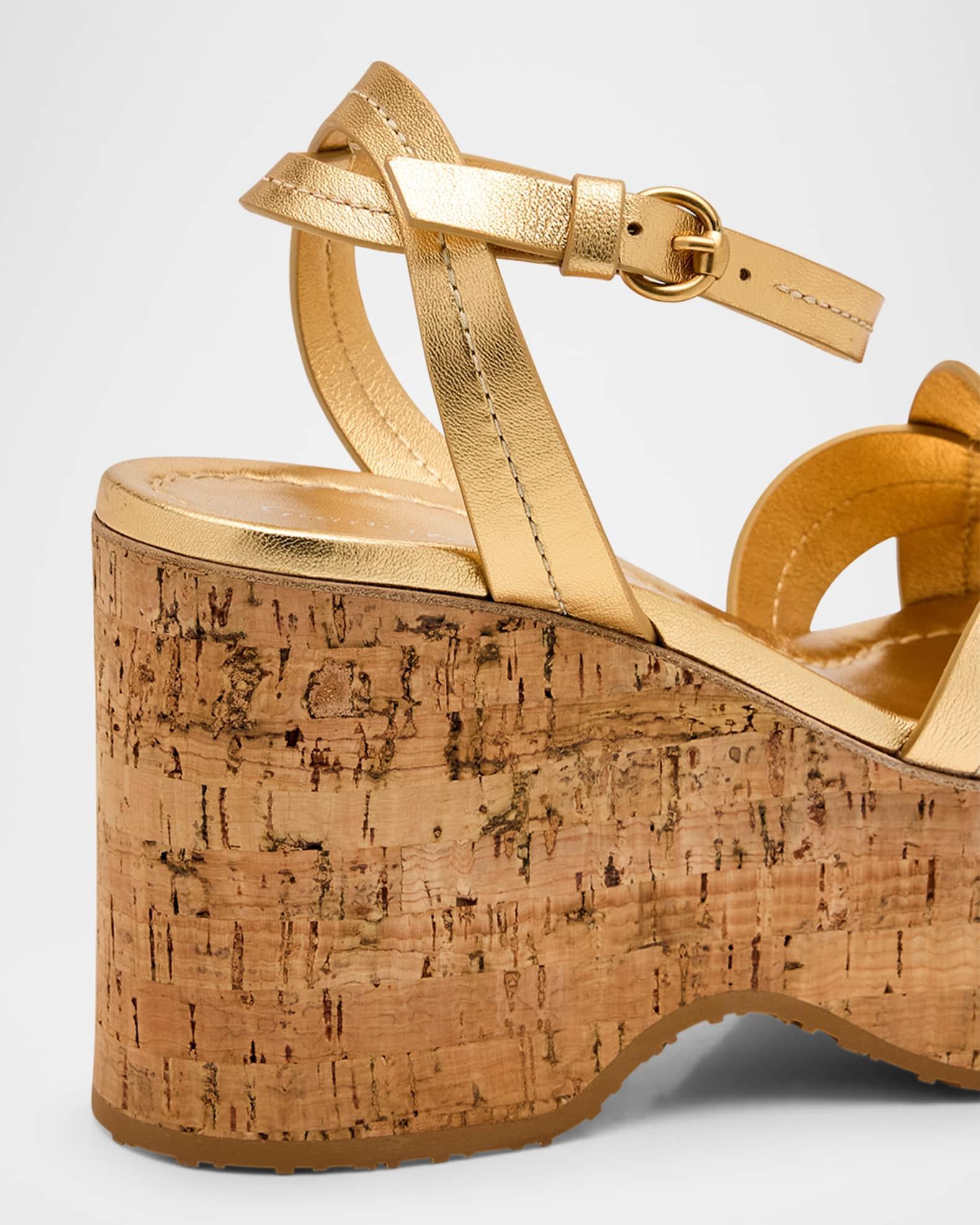 Metallic Woven Wedge Platform Sandals Product Image