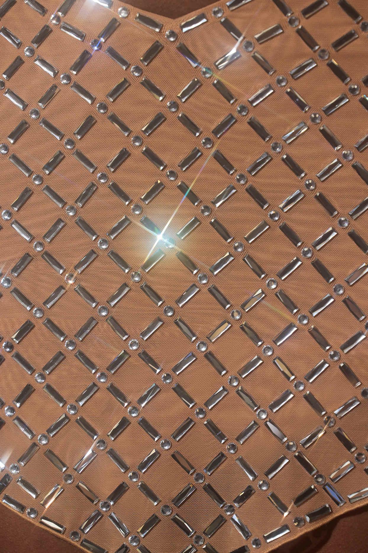 Embellished Asymmetric Crop Top in Almond Product Image