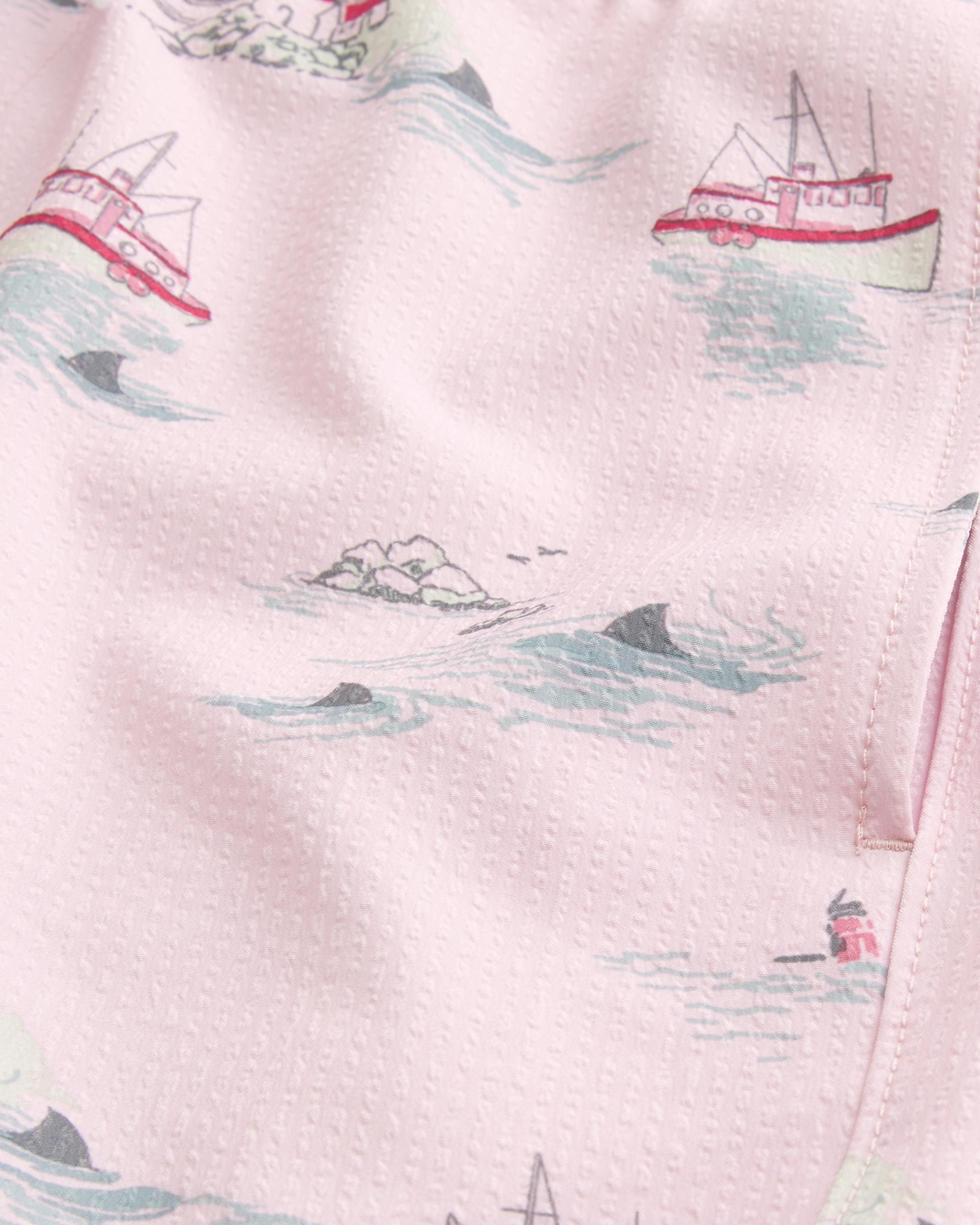 Mid-Thigh Seersucker Volley Swim Trunks Product Image