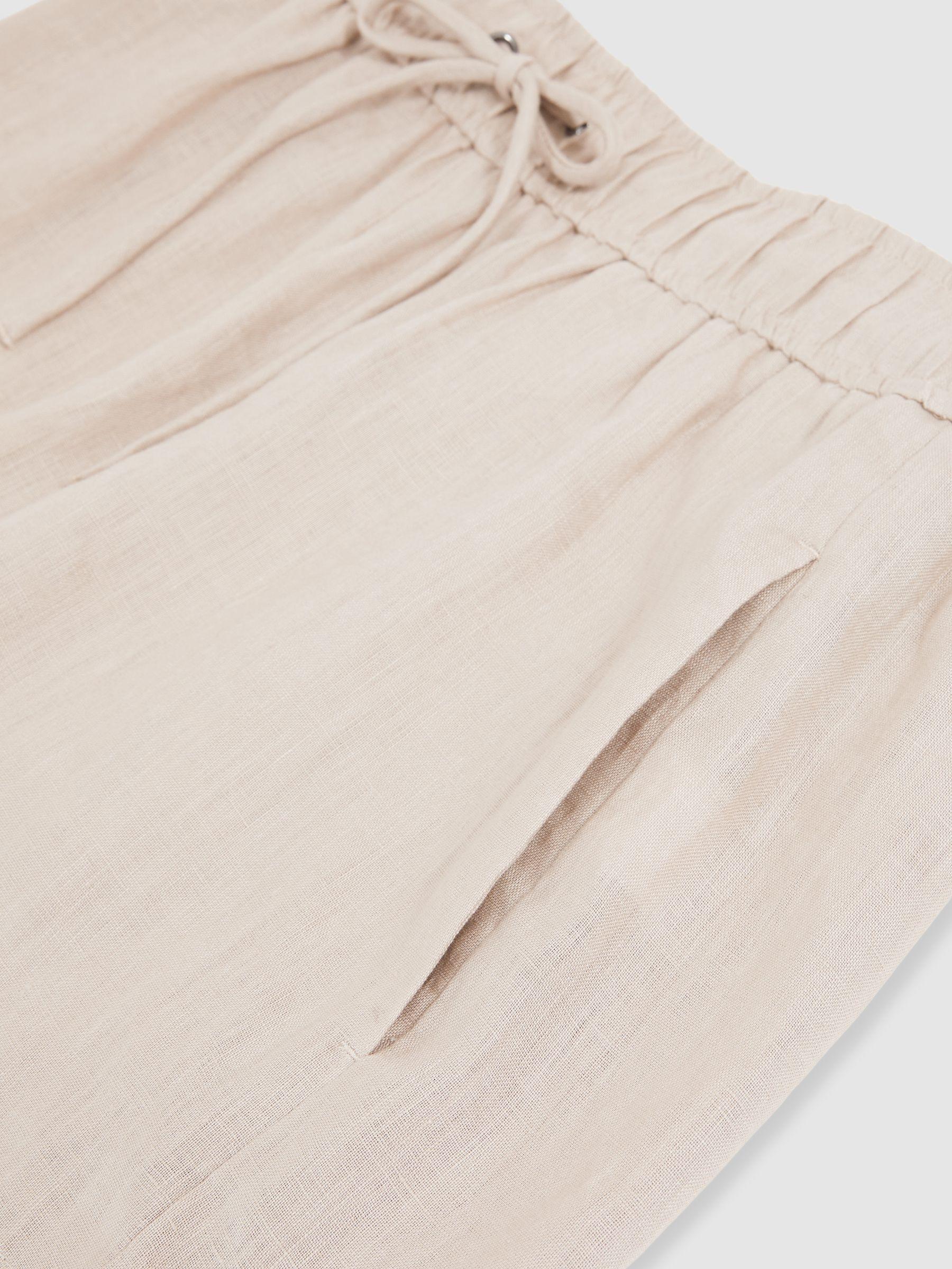 Linen-Blend Drawstring Shorts in Neutral Product Image