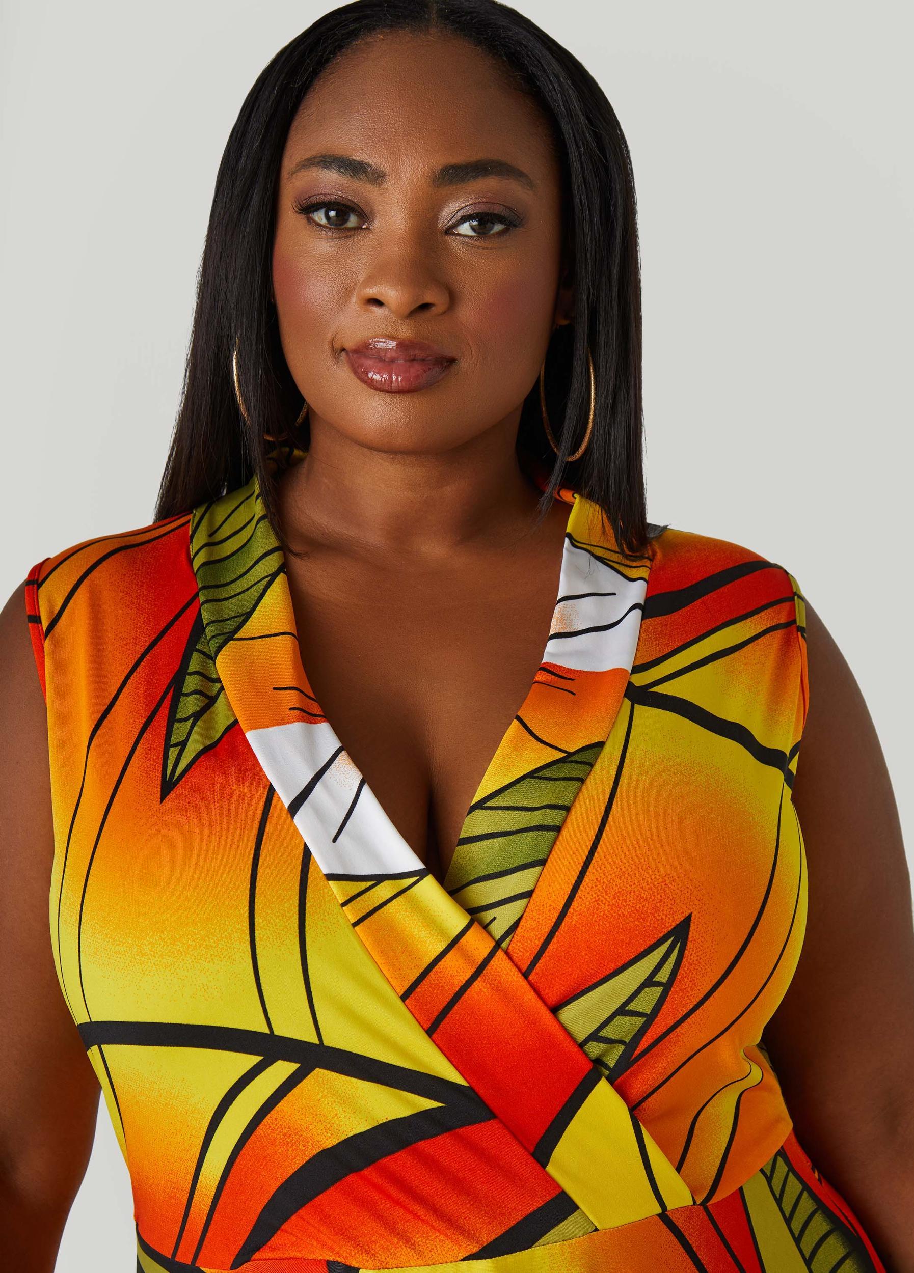 Tropical Faux Wrap Maxi Dress Product Image