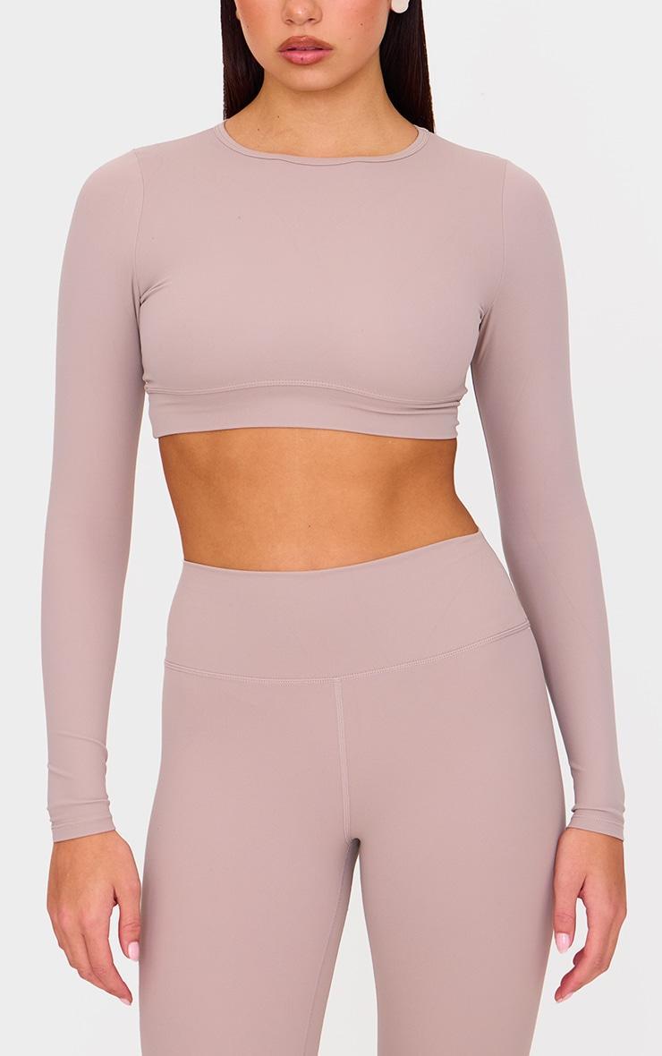 Taupe Sculpt Long Sleeve Sports Top Product Image