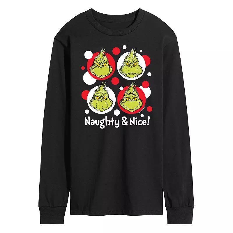 Men's Dr. Seuss Grinch Naughty & Nice Long Sleeve Tee,  Product Image