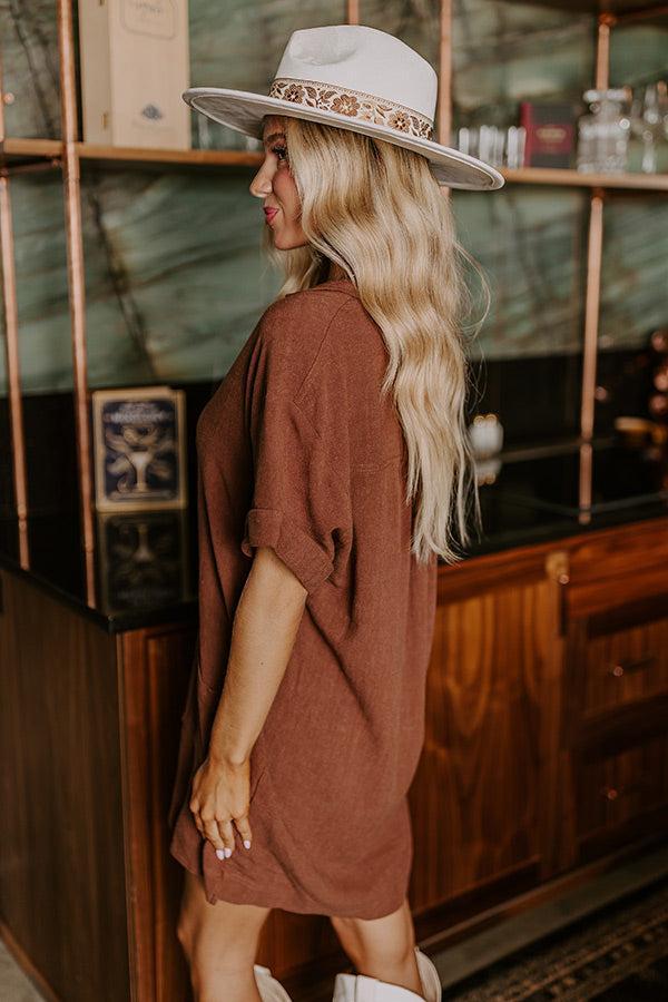 St. Lucia Bound Linen-Blend Mini Dress in Chocolate Product Image