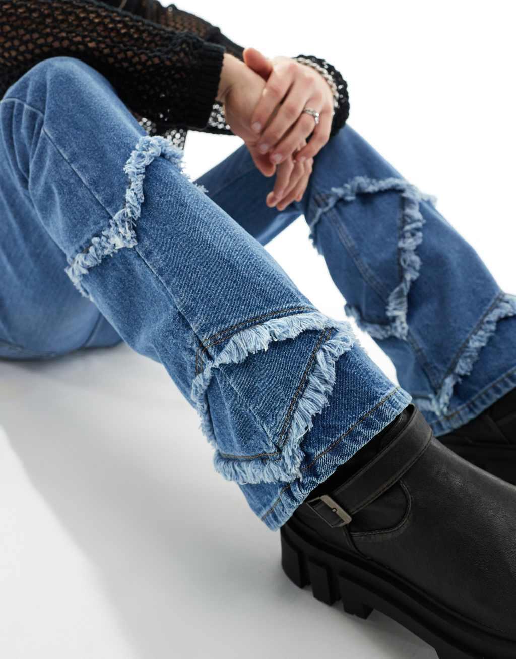 ASOS DESIGN flare jeans with raw edges Product Image