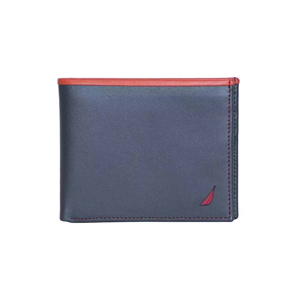 Men's Nautica Pop Color Leather RFID-Blocking Bifold Wallet, Black Product Image