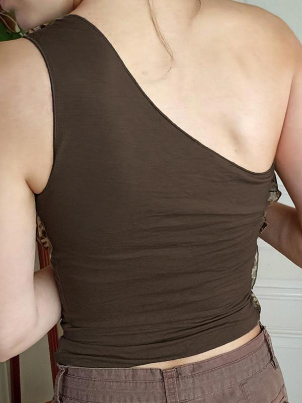 Leopard Print Vest With Scalloped Tank Top Product Image