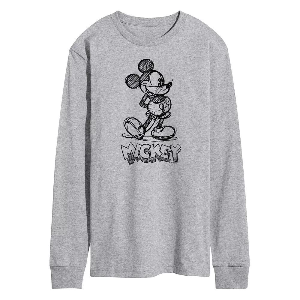Disney's Mickey Mouse Men's Sketch Long Sleeve Graphic Tee,  Product Image