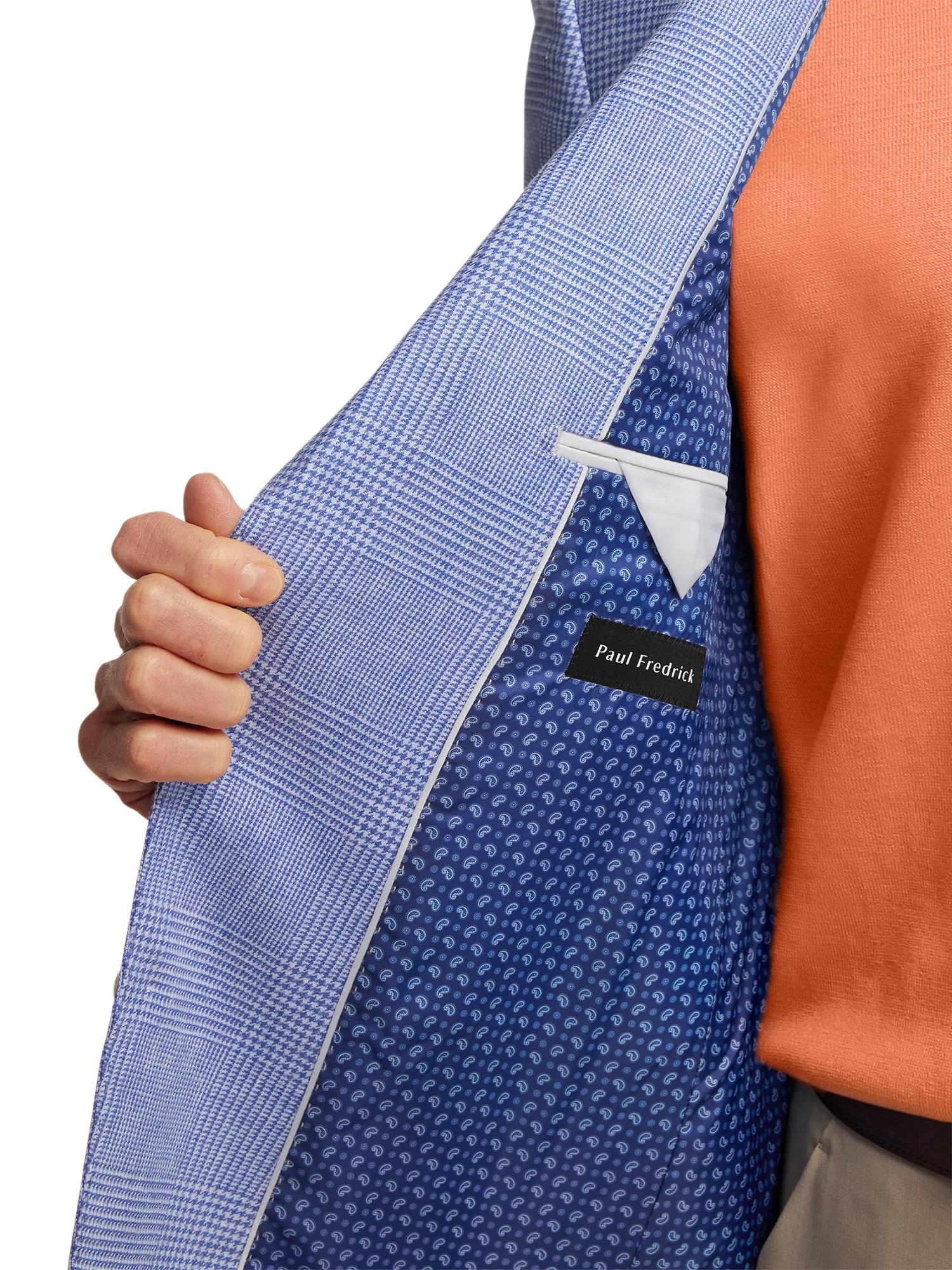 Linen Blend Single Breasted Notch Lapel Sport Coat - Blue Product Image