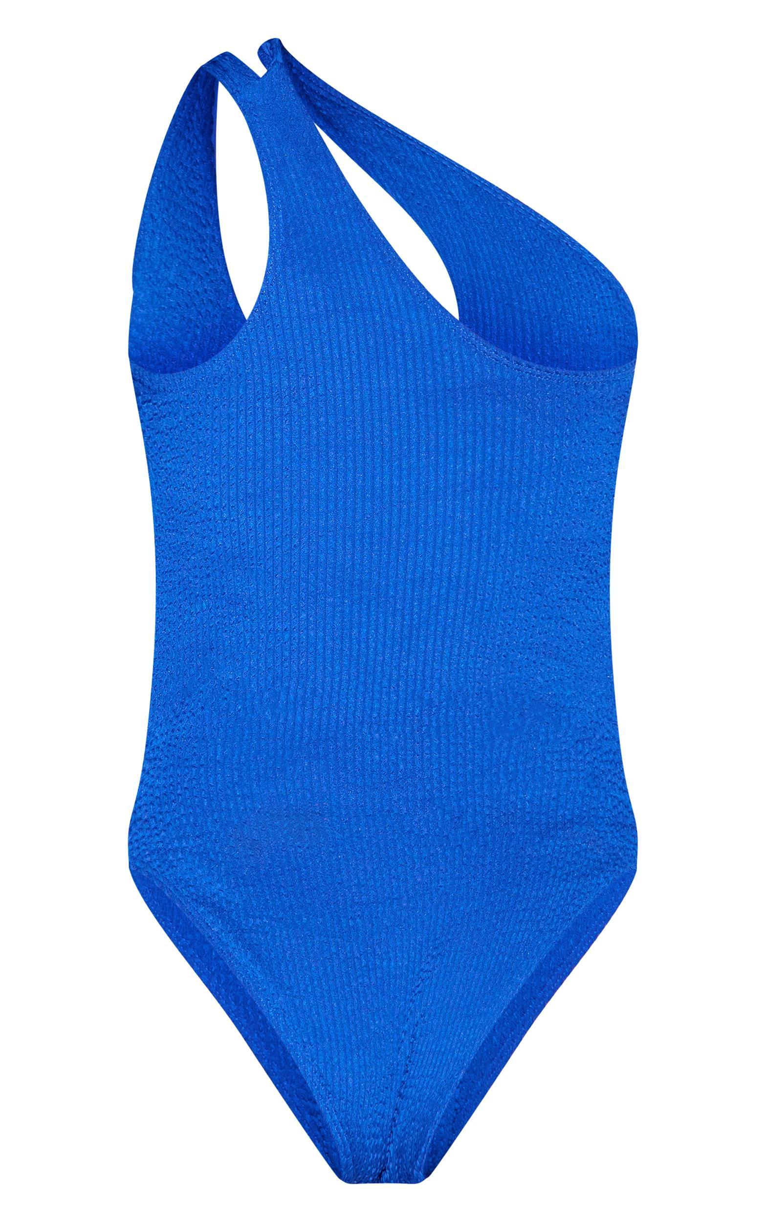 Cobalt Crinkle One Shoulder Cut Out Swimsuit Product Image