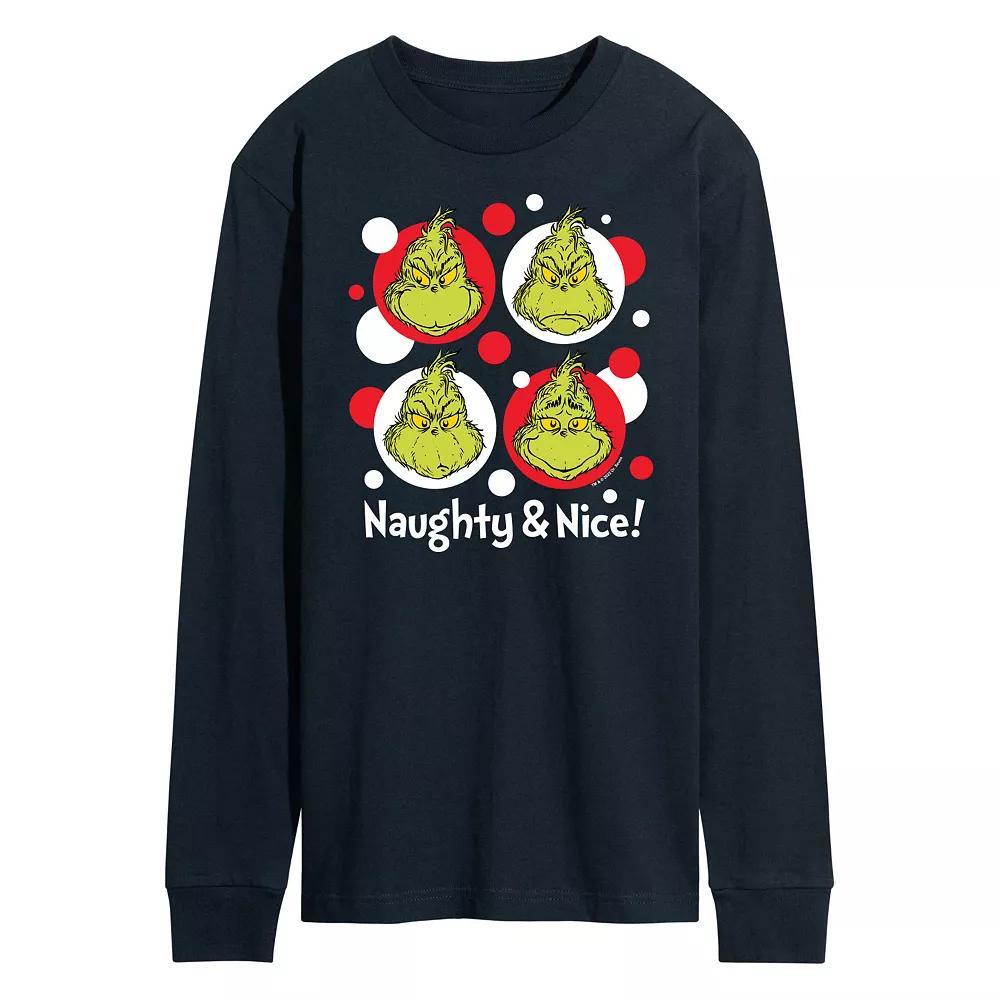 Men's Dr. Seuss Grinch Naughty & Nice Long Sleeve Tee,  Product Image