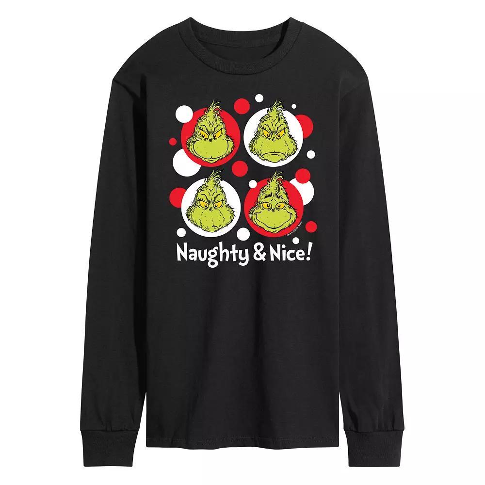 Men's Dr. Seuss Grinch Naughty & Nice Long Sleeve Tee,  Product Image