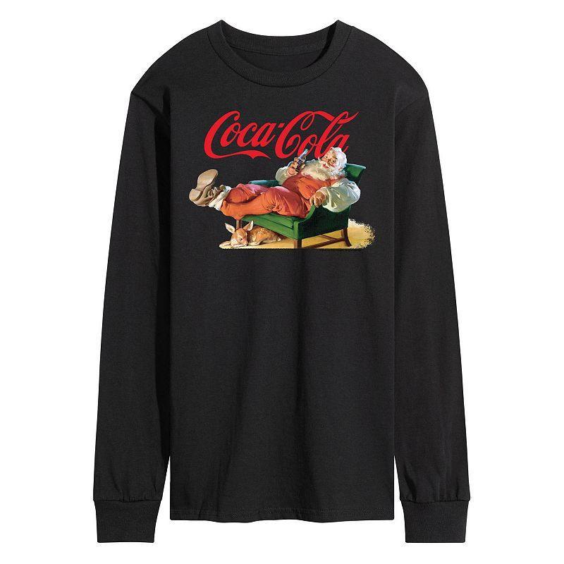 Men's CocaCola Santa Coke Long Sleeve Graphic Tee, Size: XL, Blue Product Image