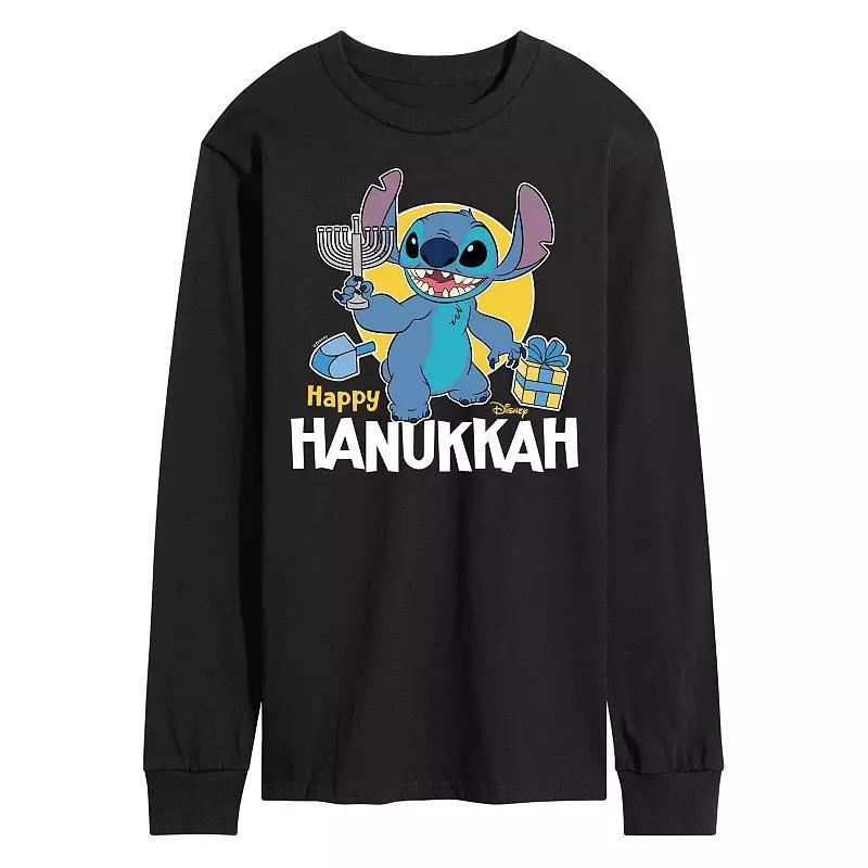 Disney's Lilo & Stitch Men's Happy Hanukkah Stitch Long Sleeve Graphic Tee,  Product Image