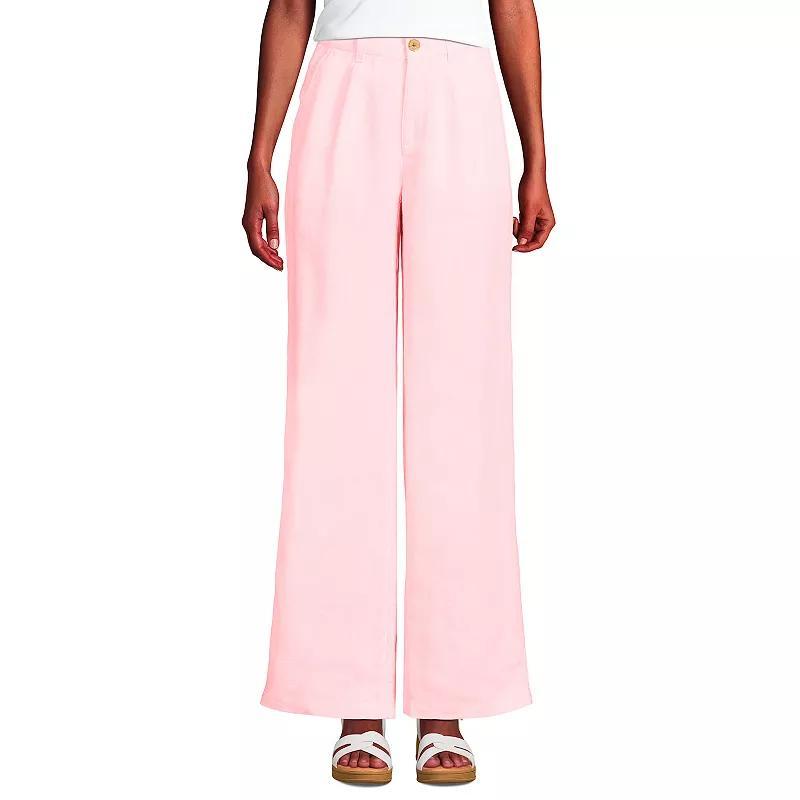 Women's Lands' End High-Rise Wide-Leg Linen Pleated Pants,  Product Image