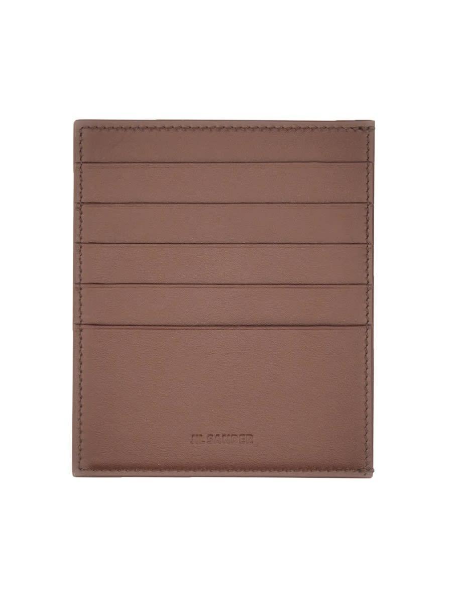 JIL SANDER Logo Embossed Cardholder In Brown Product Image