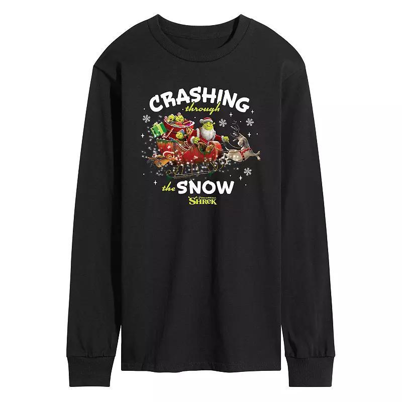 Mens Shrek Crashing Through The Snow Long Sleeve Graphic Tee Blue Product Image