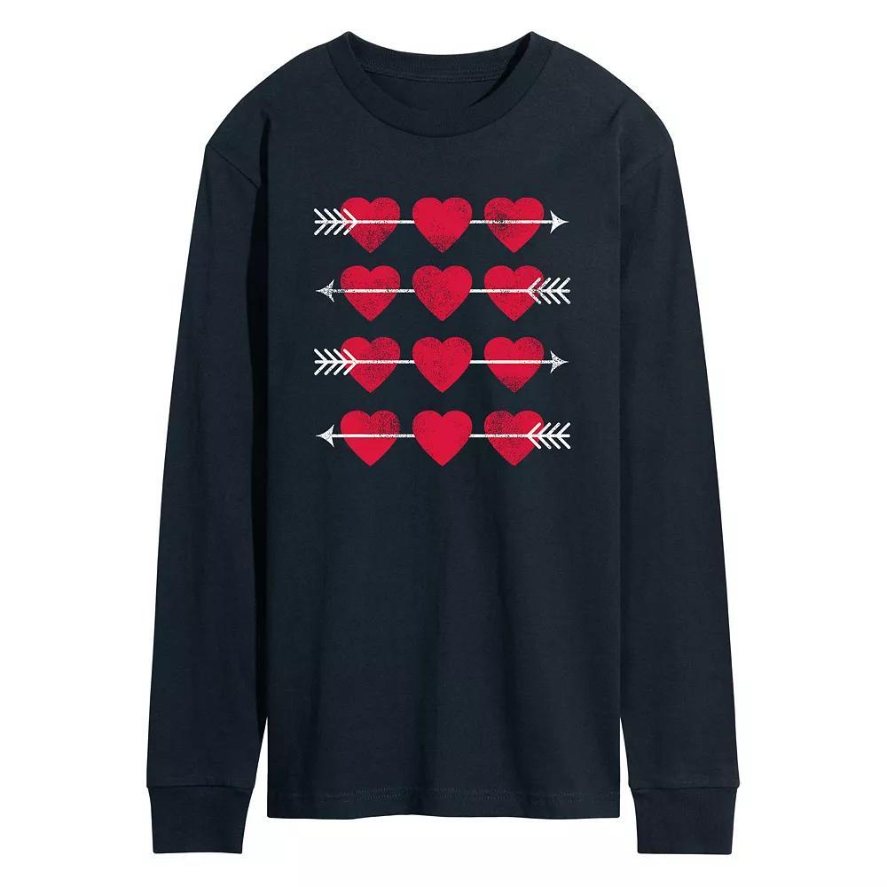 Men's Hearts Arrow Grid Long Sleeve Tee, Size: Medium, Blue Product Image