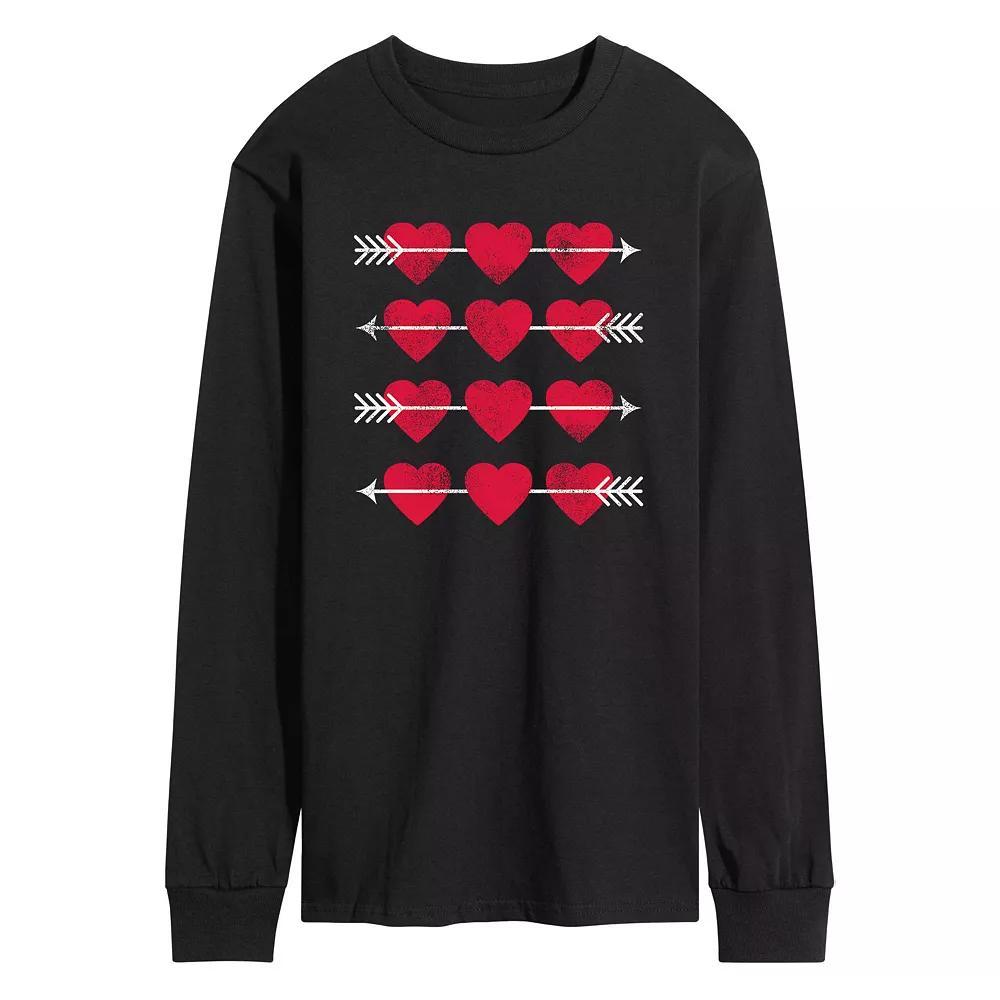 Men's Hearts Arrow Grid Long Sleeve Tee, Size: Small, Black Product Image