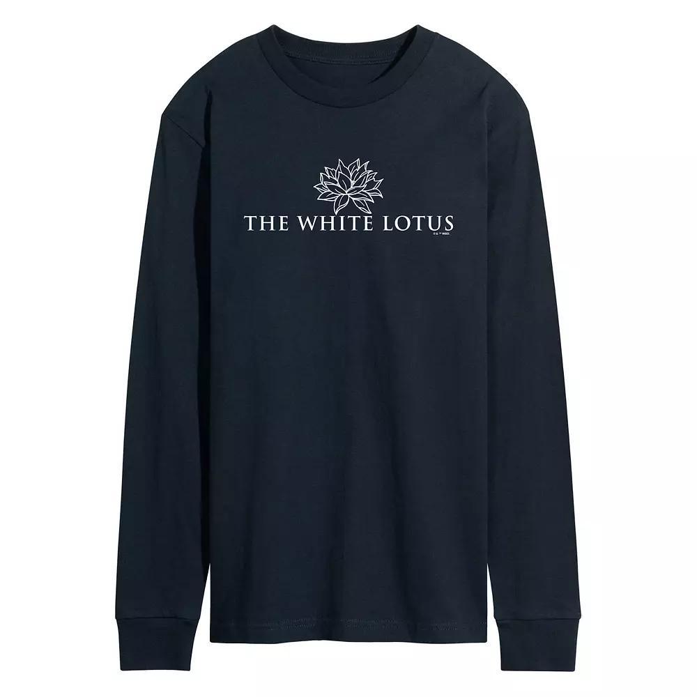 Men's White Lotus Logo Long Sleeve Graphic Tee,  Product Image