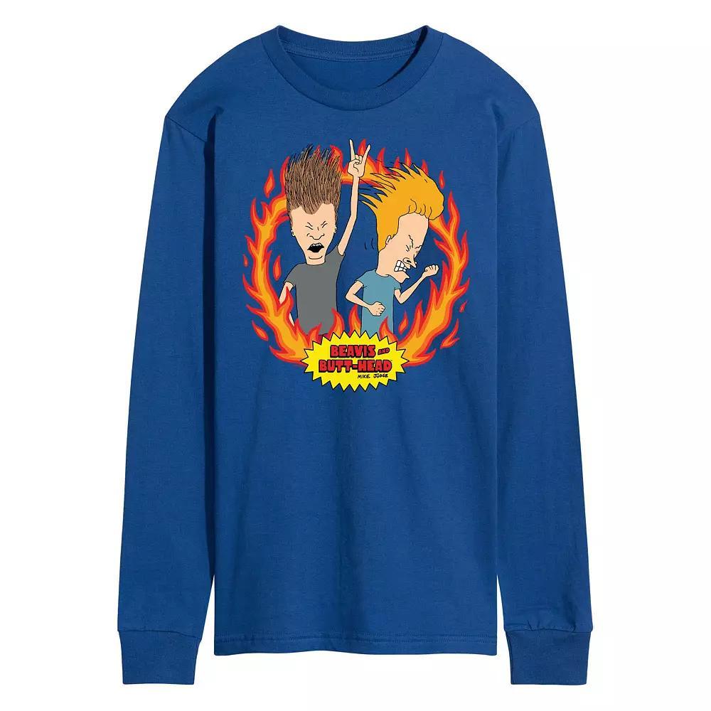 Men's Beavis And Butthead Rock Flames Long Sleeve Tee,  Product Image