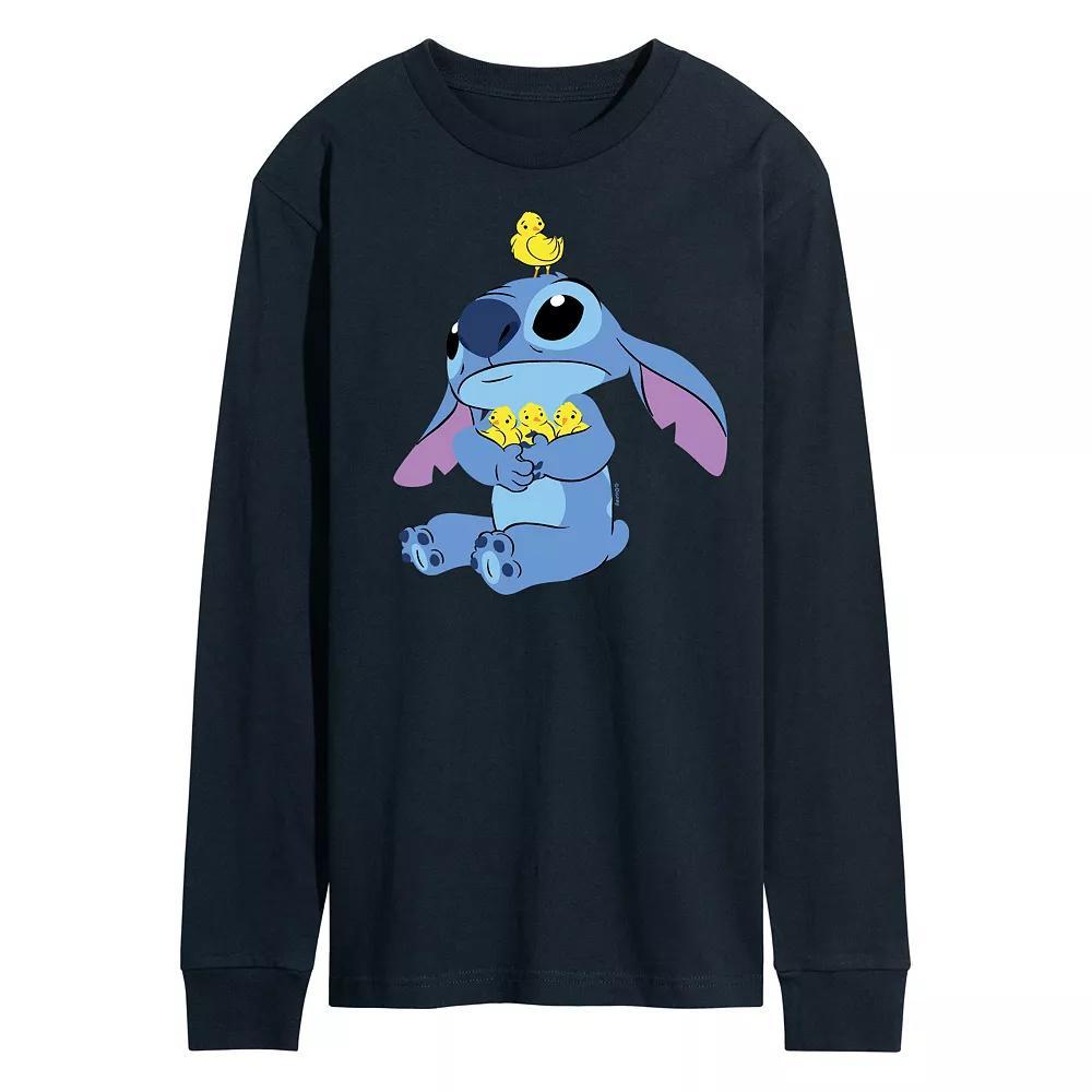 Disney's Lilo & Stitch Men's Stitch & Chicks Long Sleeve Graphic Tee, Size: Medium, Blue Product Image