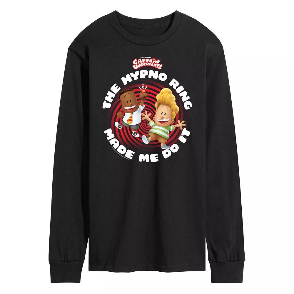 Men's Captain Underpants Hypno Ring Long Sleeve Graphic Tee,  Product Image
