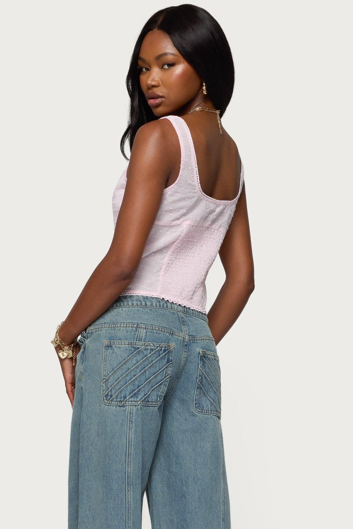 Embroidered Cotton Button Up Top Product Image