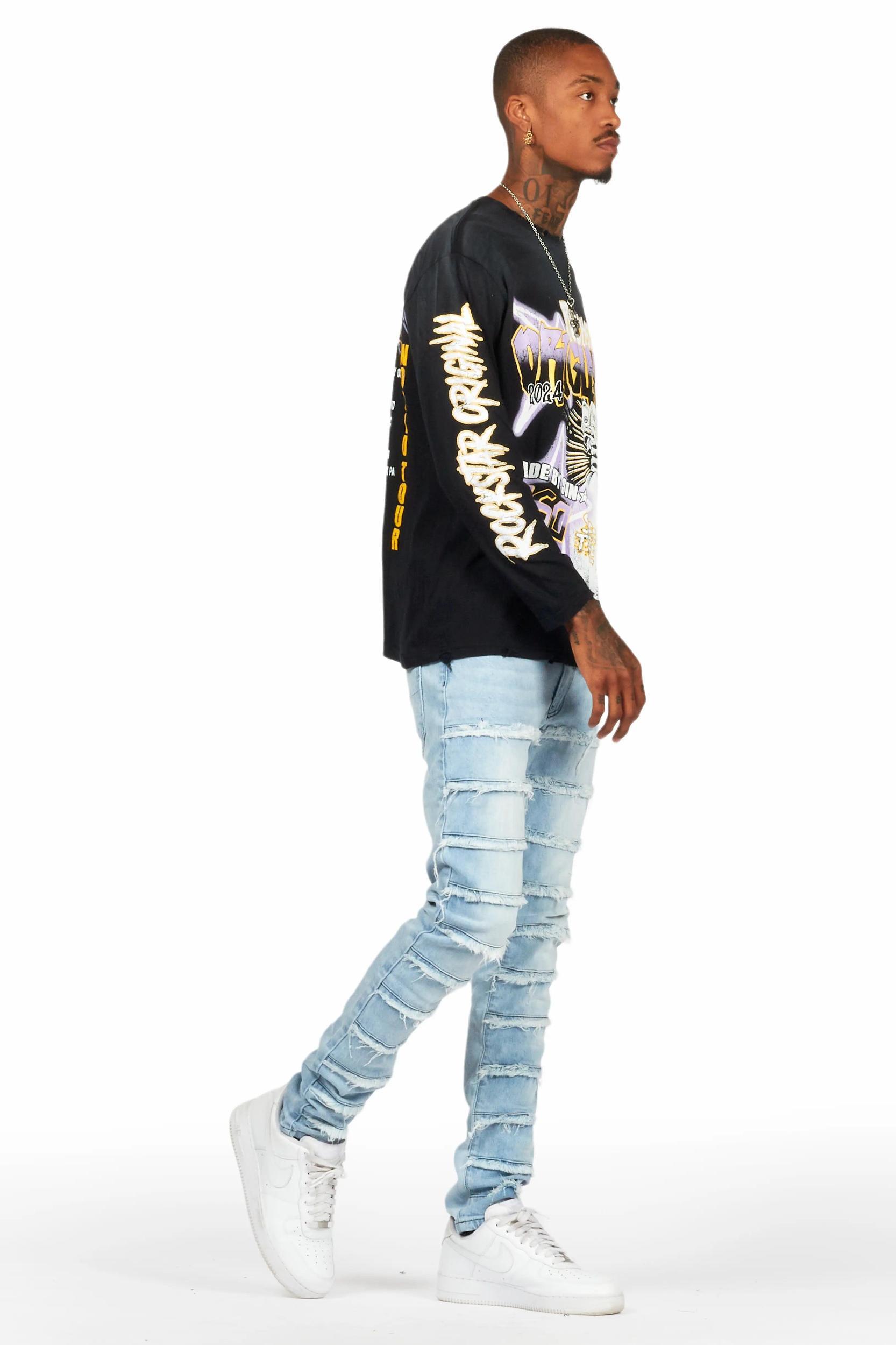 Waylon Blue Frayed Slim Fit Jean Male Product Image