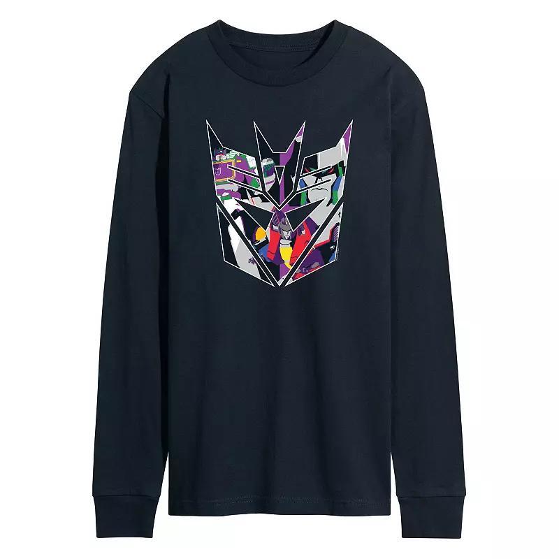 Mens Transformers Decepticon Logo Long Sleeve Graphic Tee Blue Product Image