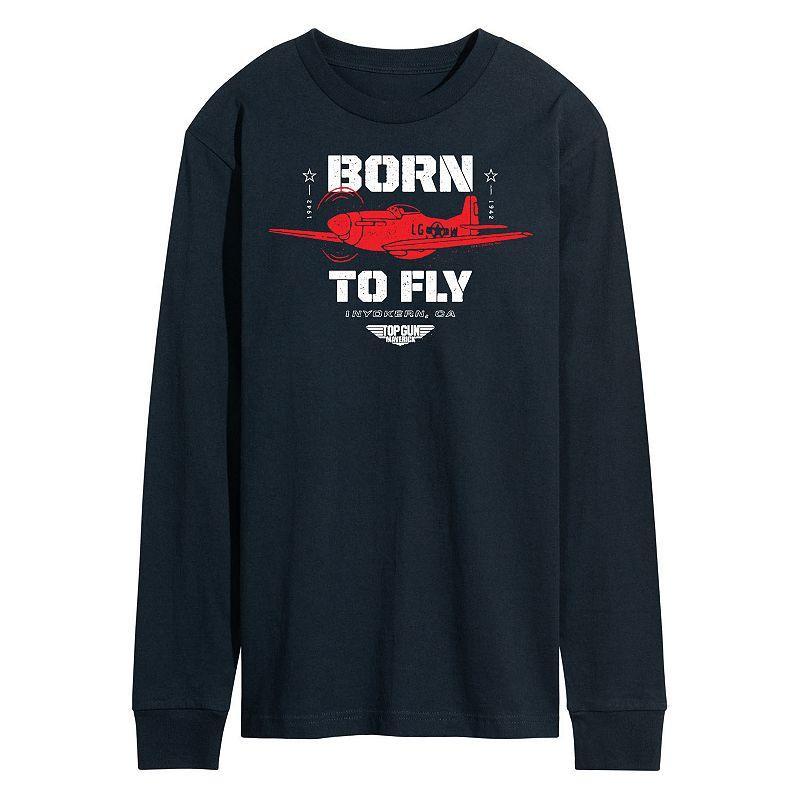 Men's Top Gun Maverick Born To Fly Long Sleeve Tee, Size: Large, Blue Product Image