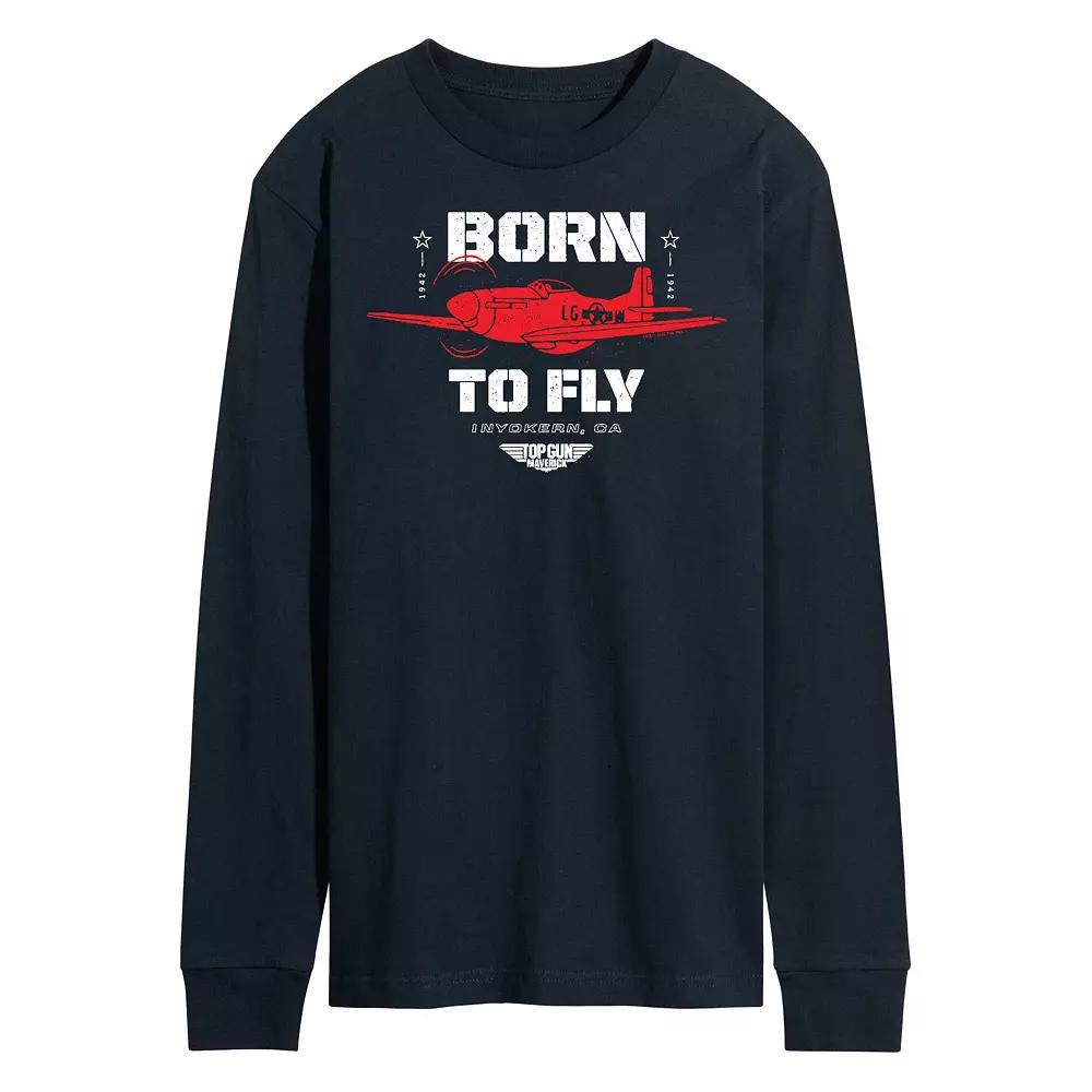 Men's Top Gun Maverick Born To Fly Long Sleeve Tee, Size: Large, Blue Product Image