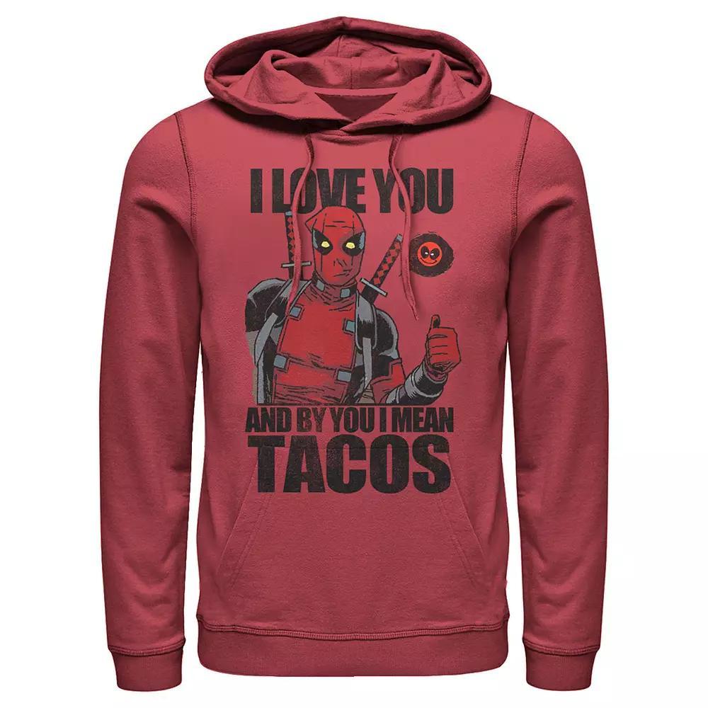Marvel's Deadpool I Love You And By You I Mean Tacos Men's Graphic Hoodie, Size: XL, Red Product Image