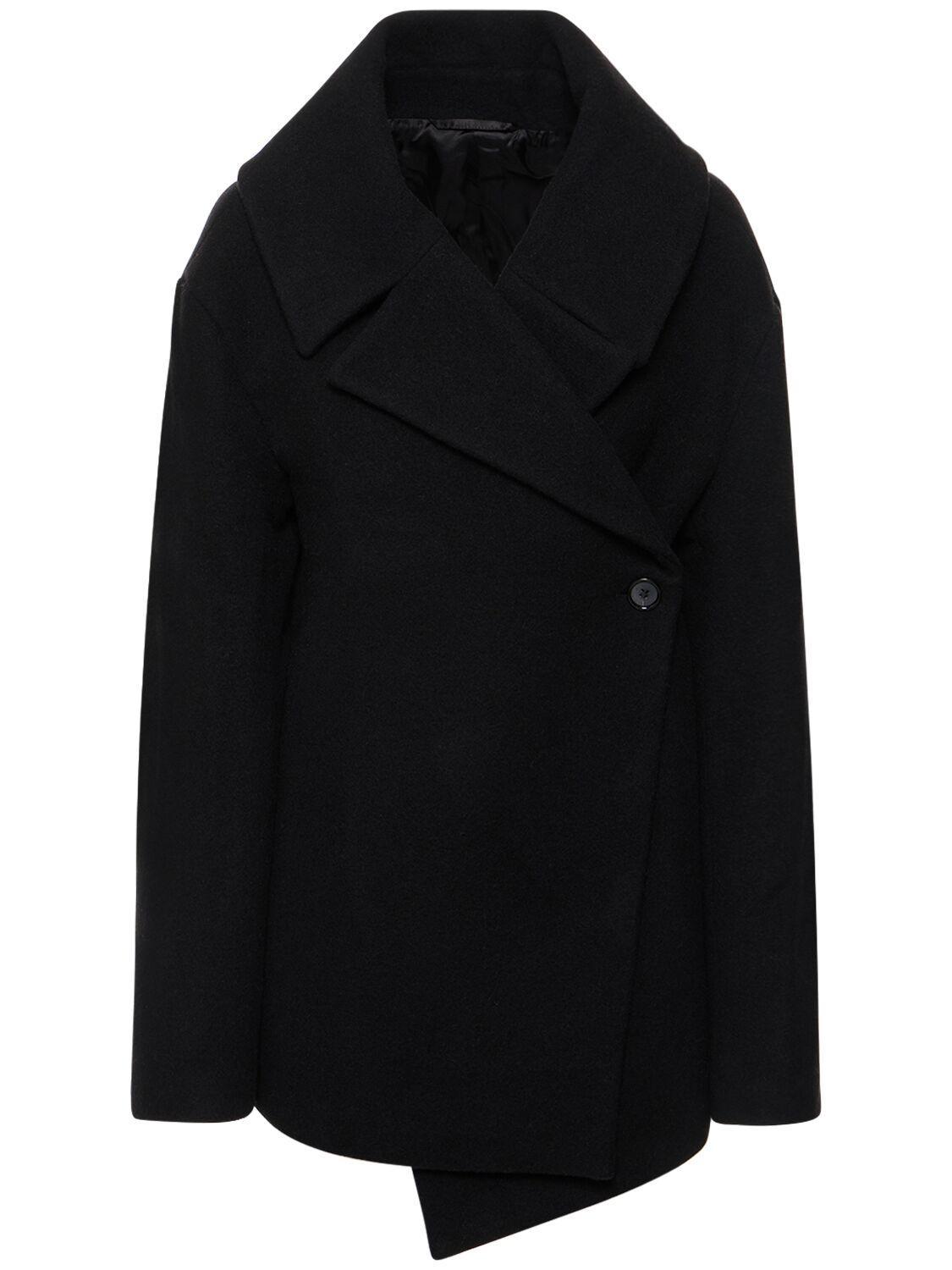 Wool Blend Felt Wrap Jacket In Black Product Image