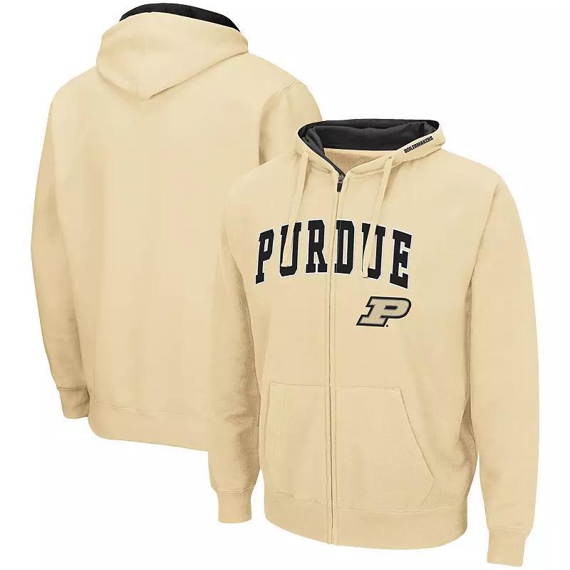 Men's Colosseum Gold Purdue Boilermakers Arch & Logo 3.0 Full-Zip Hoodie, Size: Large Product Image