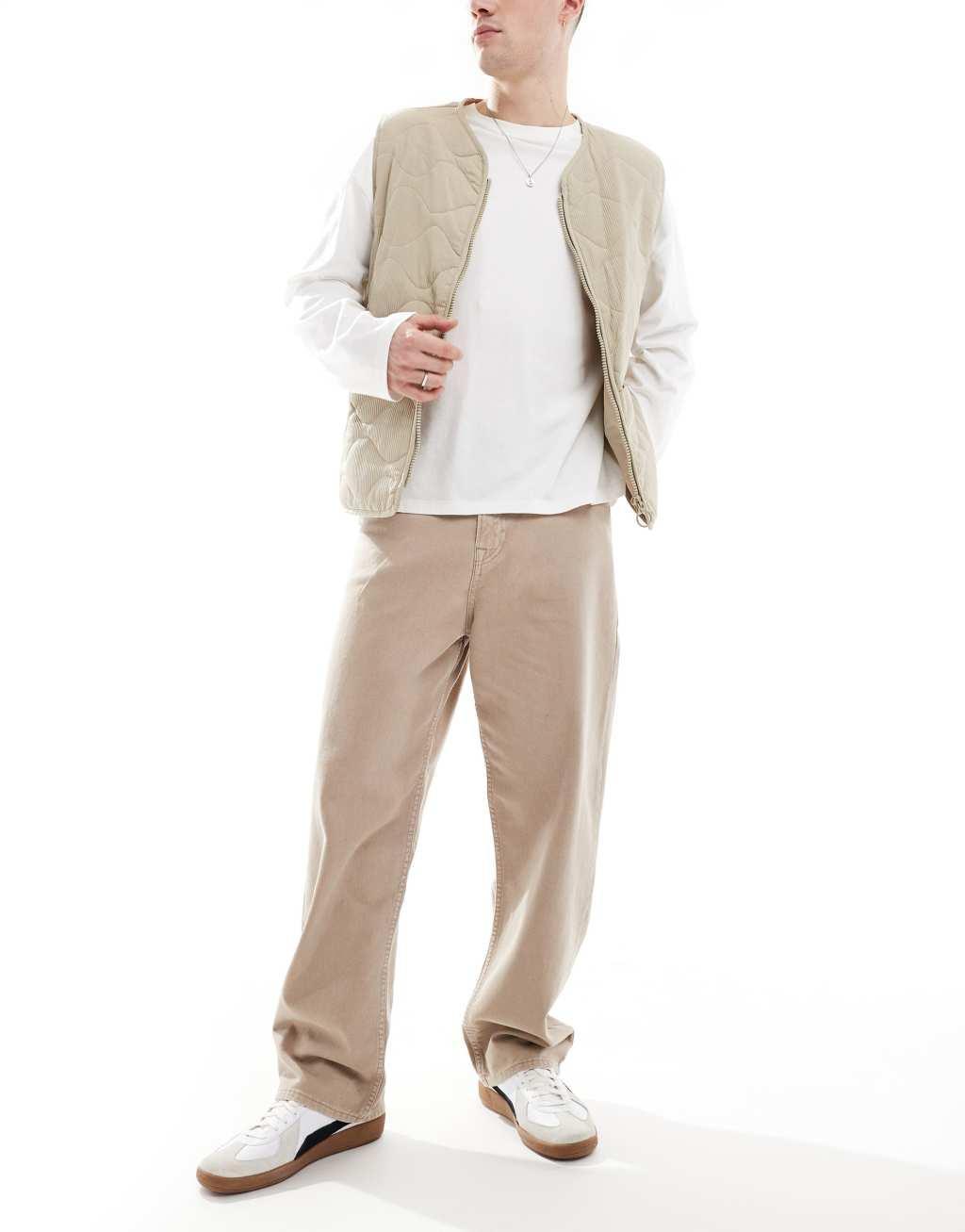 Jack & Jones Alex wide fit pants in beige Product Image