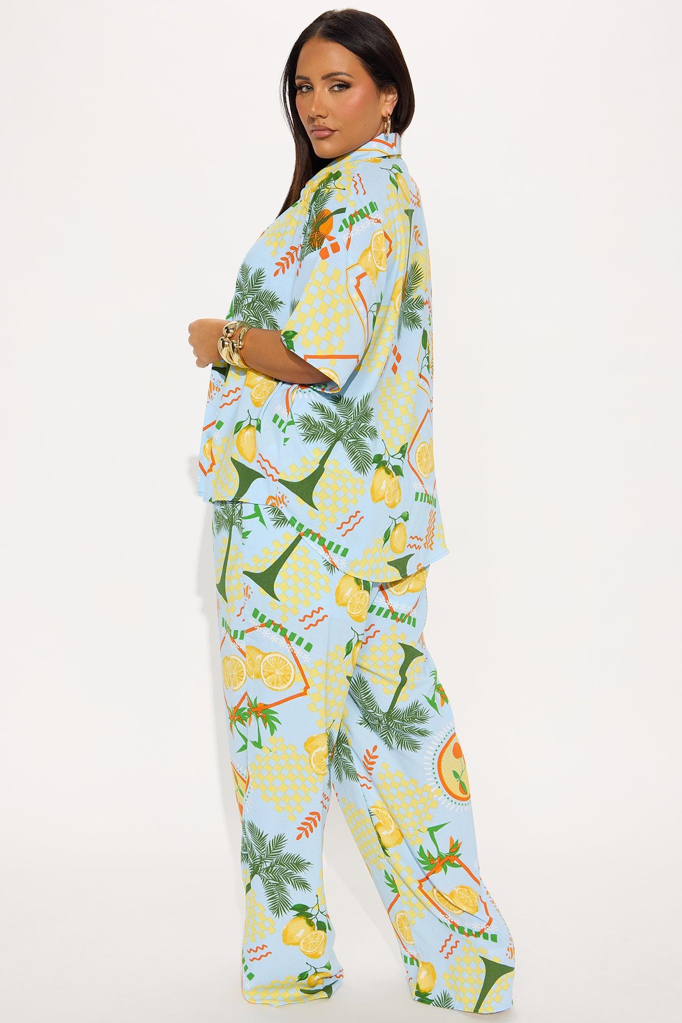 Zesty Attitude Pant Set - Blue/combo Product Image