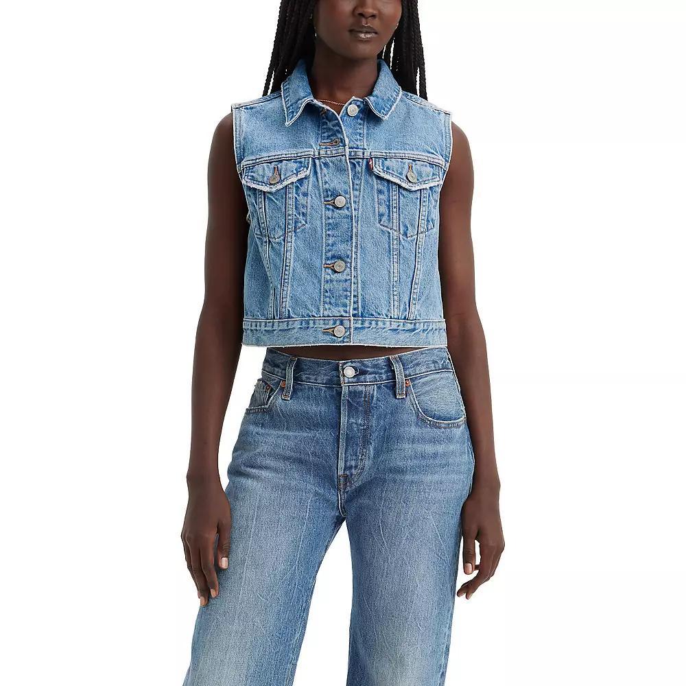 Women's Levi's® Cropped Denim Vest, Size: Medium, I Will Product Image