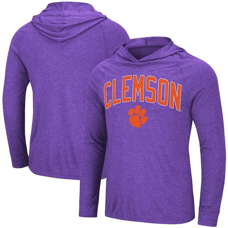 Mens Colosseum Heathered Purple Clemson Tigers Big and Tall Wingman Raglan Hoodie T-shirt Product Image