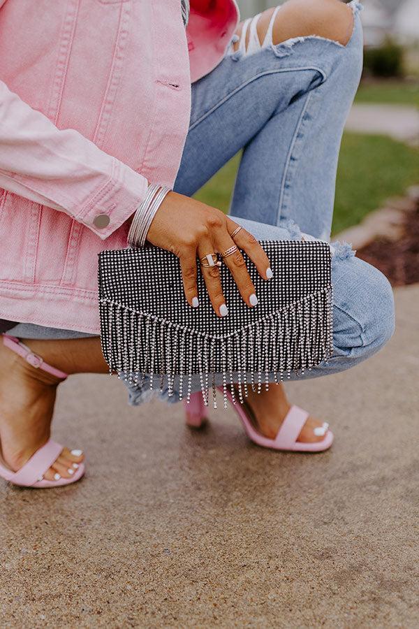 VIP Party Rhinestone Clutch In Black Product Image