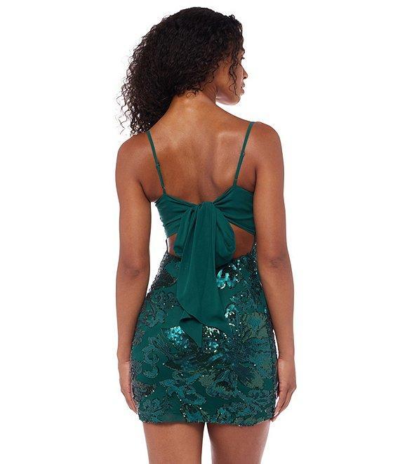 B. Darlin Sleeveless Floral Patterned Sequin Bodycon Dress Product Image