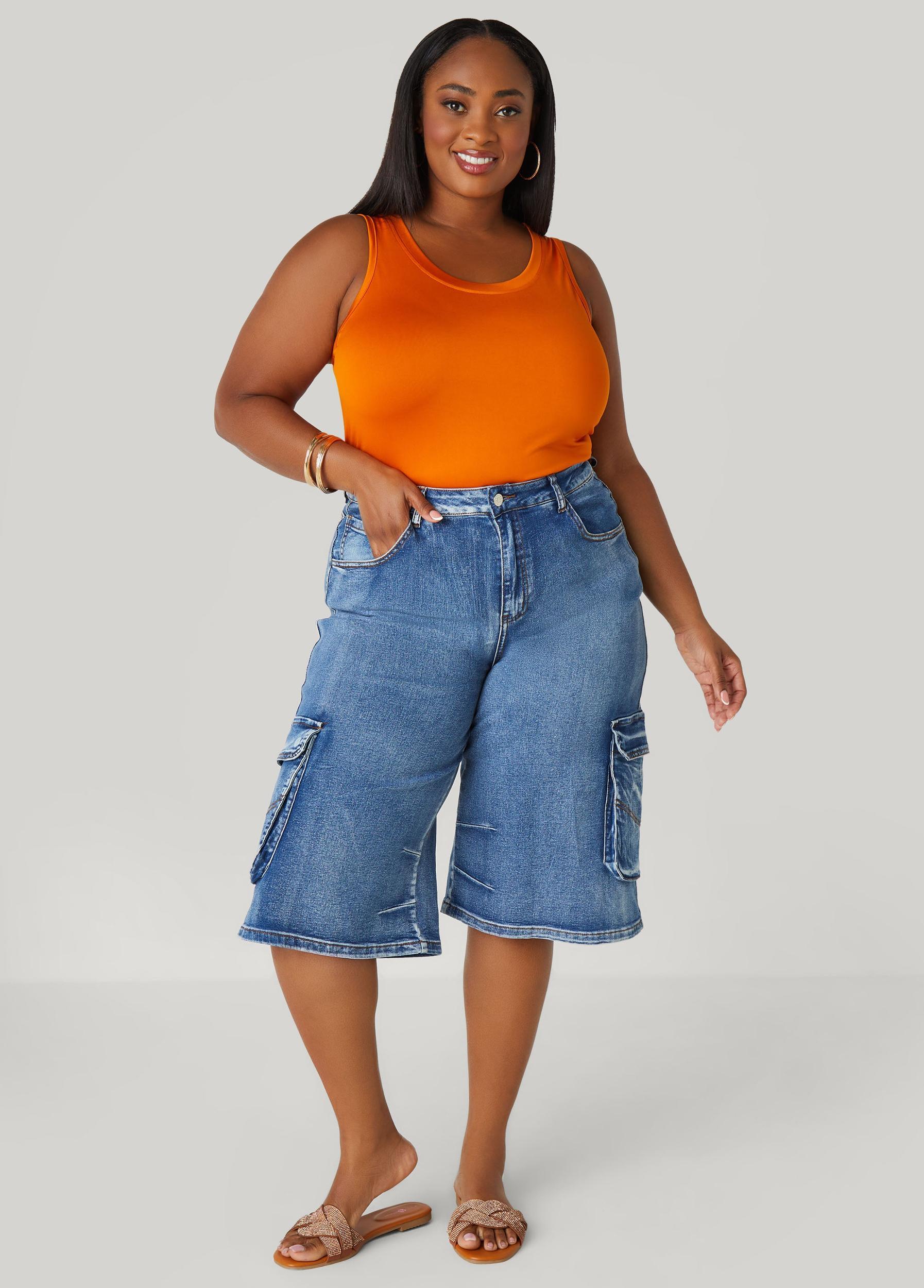 Stonewash Denim Cargo Shorts Product Image