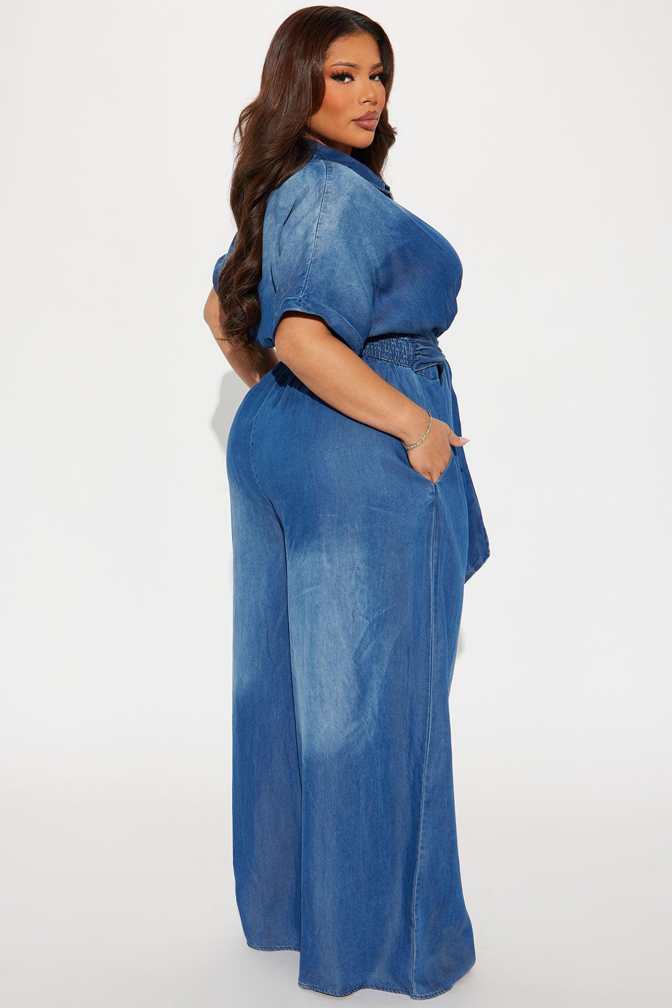 Lorette Chambray Jumpsuit - Medium Wash Product Image