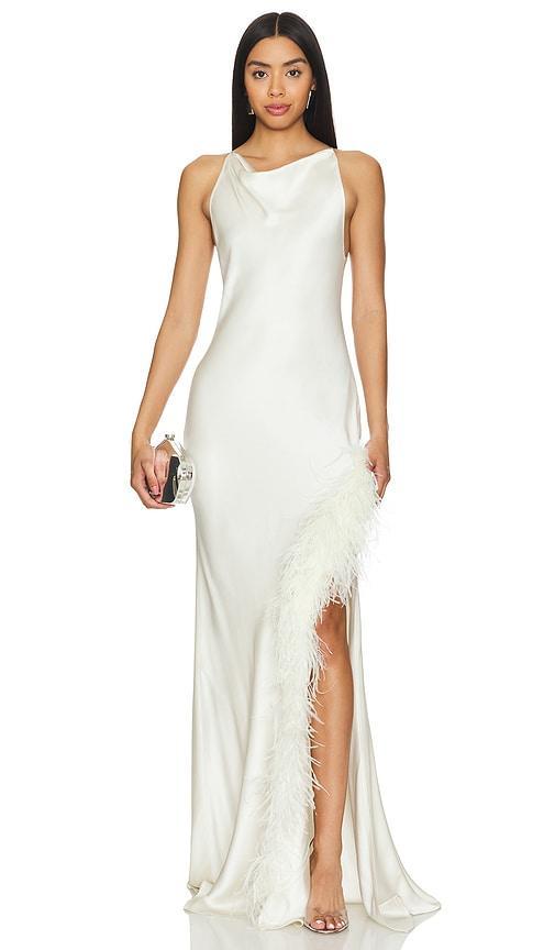 Cowl Neck Gown With Ostrich Feathers Lapointe Product Image